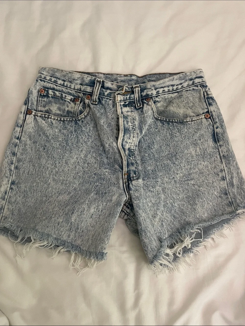 Levi Women's Acid Wash Denim Cutoff Shorts - Light Blue
